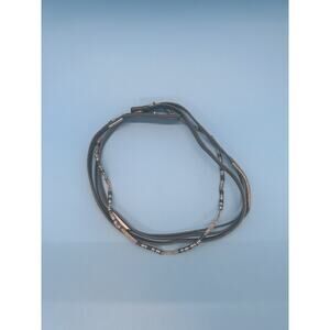 Stella & Dot | Gray Leather Yves Layered Wrap Beaded Chain Snap Bracelet Jewelry